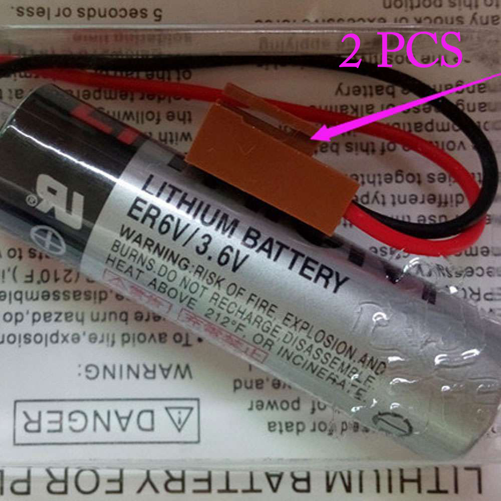 2pcs Toshiba ER6VCT 3.6V 2000mah PLC Battery With small JAE Plug batterie