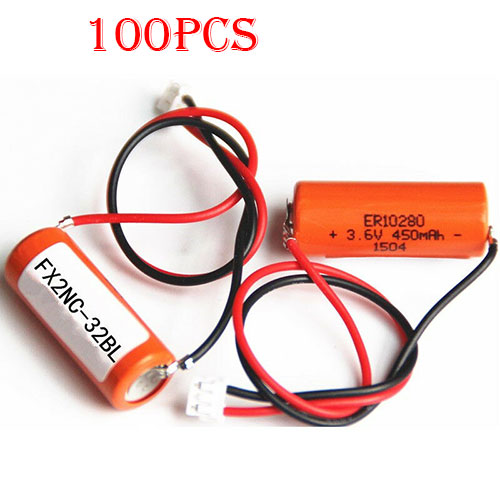 100pcs Mitsubishi FX2NC 32BL ER10/28 3.6V ER10280 PLC Battery with white plug batterie