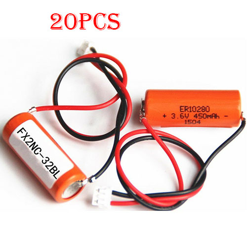 20pcs Mitsubishi FX2NC 32BL ER10/28 3.6V ER10280 PLC Battery with white plug batterie